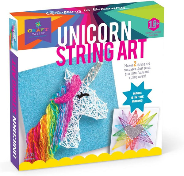 Craft-tastic String Art Craft Kit, Makes 2 Large Canvases, Unicorn Edition