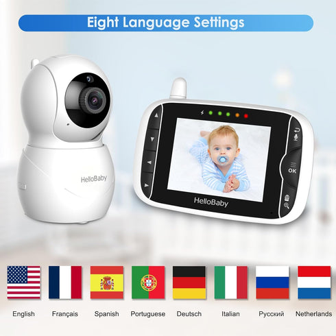 HelloBaby (HB66pro) Monitor with Camera and Audio, IPS Screen LCD Display Video Baby Monitor No WiFi Infrared Night