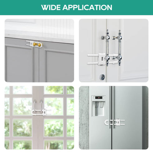 HonesaLoc 4 Packs U-Shaped Sliding Cabinet Locks, Adjustable Child Safety Lock for Kitchen Doors and Home Drawers,