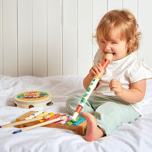 Janod Gioia Music Set with Tambourine, Recorder, Maracas, and Xylophone, 15" Long, Ages 18 Months - 5 Years