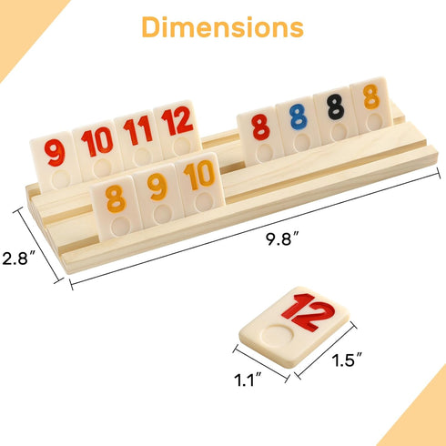 Rummy 6 6 160 Rummy Set Rummy Set 6 Cube Player Edition with Wooden Racks/Trays, Large Numbers Tiles with Zippered