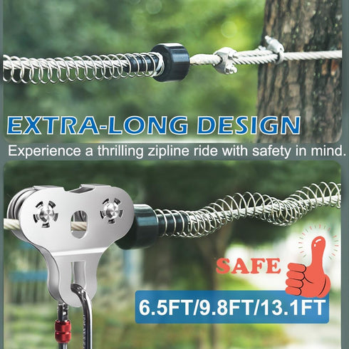Zipline Spring Brake, 6.5ft Heavy Duty Stainless Steel Stopper for Backyard Zipline