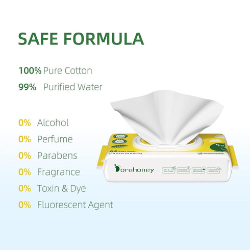 100% 99% 1024 Count (16 Packs 64) USA Cotton Baby Wipes for Sensitive Skin, Purified Water Unscented Wet Wipes