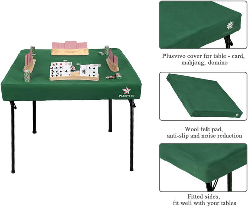 36" 36" Plusvivo Game Table Cover - Mahjong, Poker, Bridge - Machine Washable Felt - x Blue