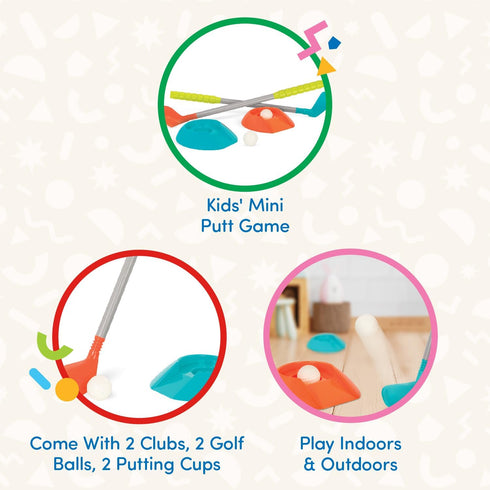 Battat Kids Golf Set, 2 Golf Clubs, 2 Golf Balls, 2 Putting Cups, Indoor & Outdoor Games for Ages 3+