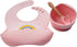 Silicone Rainbow Baby Bibs & Suction Bowl Set - BPA-Free Adjustable Bib with Food Catcher + Premium Utensils (Pink)