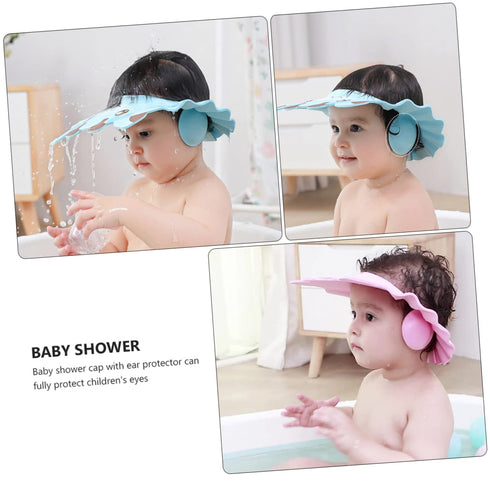 2pcs shower cap baby bath visor hair wash visor Toddler bath cap baby shower bath cap kids hair washing hat silicone shampoo cap baby shampoo visor child eva tab Shampoo artifact