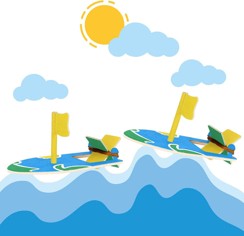 24 Sailboat Deekin Pcs DIY Wooden Boats Bulk Crafts Kit Rubber Band Paddle Boat Build a Boat Mini Model Rain Gutter