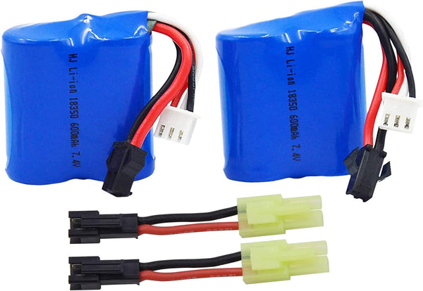 Blomiky 2 7.4V 600mAh Lion Battery with SM-2P Black 2 Pin Plug for Skytech RC Ship Boat