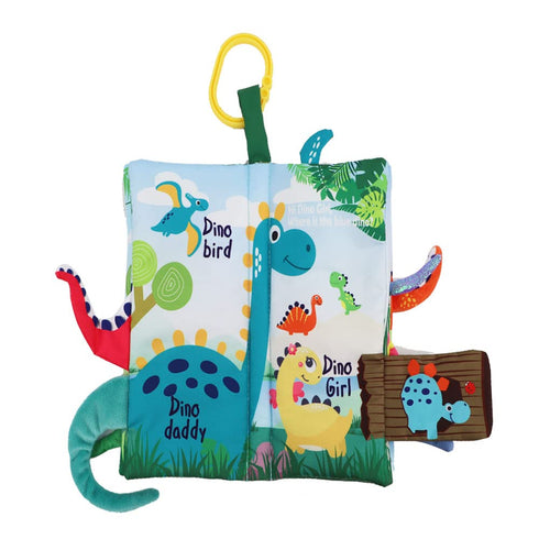 Set 0-6-12-18 Dinosaur Infant Toys Crinkle Books Touch and Feel with Dino Teether and Paci Clip Babies Months
