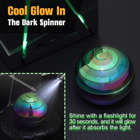 Mechaniker Luminous Kinetic Spinning Desk Toys, Metal Full Body Optical Illusion Fidget Spinner Ball, Glow in The Dark