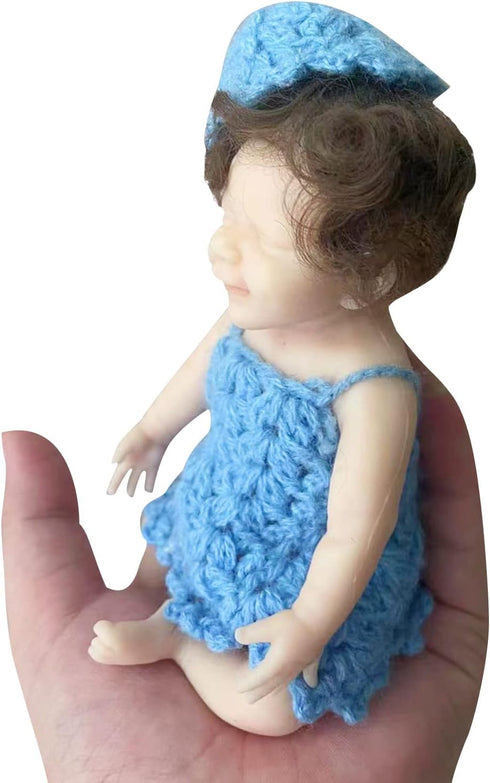 Reborn Baby Dolls - 6 Inch Mini Realistic Newborn Baby Girl Doll with Curly Rooted Hair and 2 Clothes, Lifelike Reborn