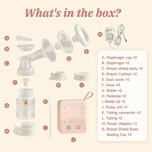 4 9 2500mAh Snow Bear Electric Breast Pump, Pumping Modes & Intensity Levels, Portable Split-Tube Design
