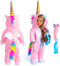18 Inch Doll Clothes Unicorn Onesie Pajamas with Rainbow Color Hair Bow Clips Costume (Doll Not Included)