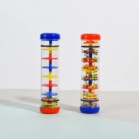 2 Pack Rainmaker Rain Stick Toy, 8 Inch Musical Instrument for Babies and Toddlers, Sensory Developmental Shaker
