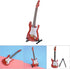 Wooden Miniature Guitar - Mini Electric Guitar with Stand, Decorative Dollhouse Accessories (Red)