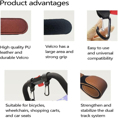 GHYUOPIEF Bags,2 Pack Stroller Hooks for Non-Slip Stroller Clips and Hooks,Adjustable Stroller Carabiner Clip,Baby