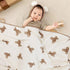 Baby Blanket Double Layer Cotton Muslin Thick Quilt, Neutral 40x40Inch Soft Throw Blanket Bear Pattern
