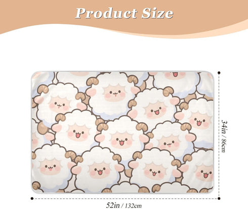 siphylline 52" 34" Cute Cartoon Sheep White Extra Large Resuable Toddler Mattress Pads Soft Absorbent Potty Training