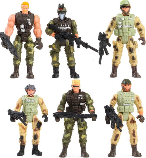 US Army Men and SWAT Team Toy Soldiers Action Figures Playset with Military Weapons Accessories, 12Pcs