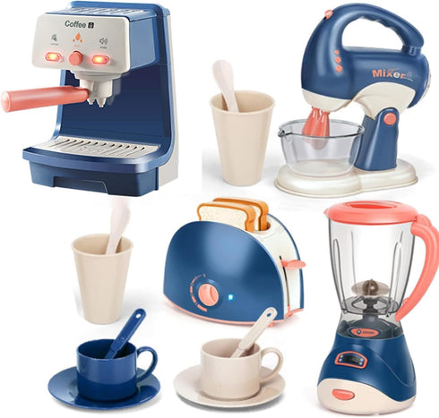Kids Assorted Kitchen Appliance Play Toys Includes Coffee Maker ,Blender,Fruit Machine and