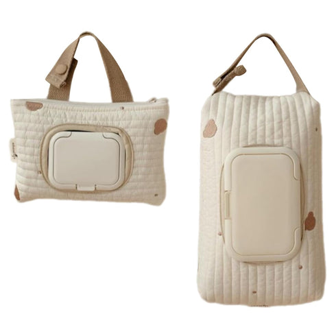LFRXION Wet Wipe Holder Bag, Embroidered Bear Wet Wipe Pouches, Portable Upgrades Stroller