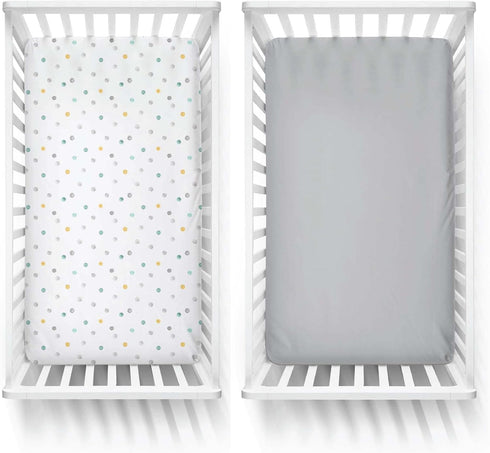 2-Pack 100% 52" 28" 9" Featherhead Fitted Crib Sheets - Cotton - x x for Standard Crib and Toddler Mattress (Jersey