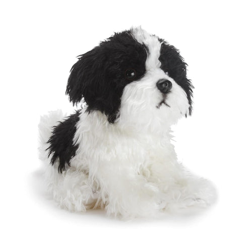 DEMDACO Sitting Small Havanese Dog Plush Stuffed Animal - Black and White