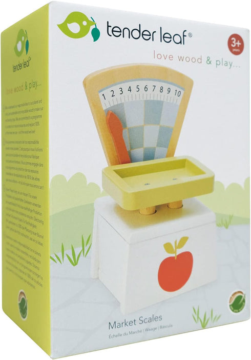Set 3+ Tender Leaf Toys - Market Scale - Beautiful Grocery Weighing Scales Toy for Pretend Play for Kids