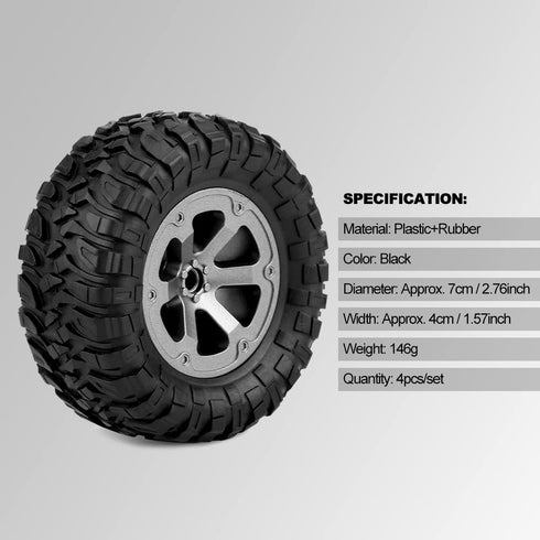 Tbest RC Tires Rubber, Crawler Tires for 1:16 RC Car Accessory