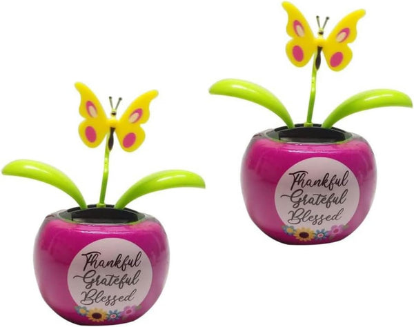 2Pcs Purple Solar Power Flip Flap Flower, Eco-Friendly Bobblehead Solar Dancing Flowers for Car Decoration