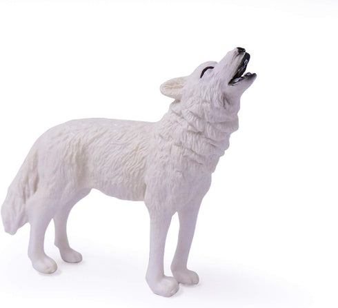 UANDME 4pcs Wolf Toy Figurines Set, Arctic Wolf Family Cake Topper Toy Gift for Kids (White)