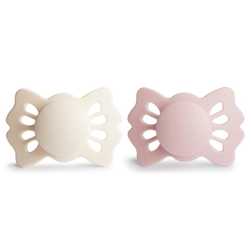 Symmetrical 0-6 FRIGG Lucky SilkySoft Silicone Baby Pacifier | Made in Denmark | BPA-Free (Cream/Blush, Months)