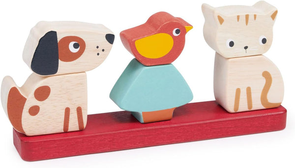 Pet Stacker - 7pcs Wooden Animal Stacker Toddler Toy - Natural Wood Educational Toy for Age 12M+