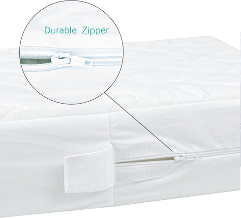 6 2 Pack, Zippered Crib Mattress Protector - Waterproof Crib Mattress Encasement, Breathable and Absorbent, Sides Fully
