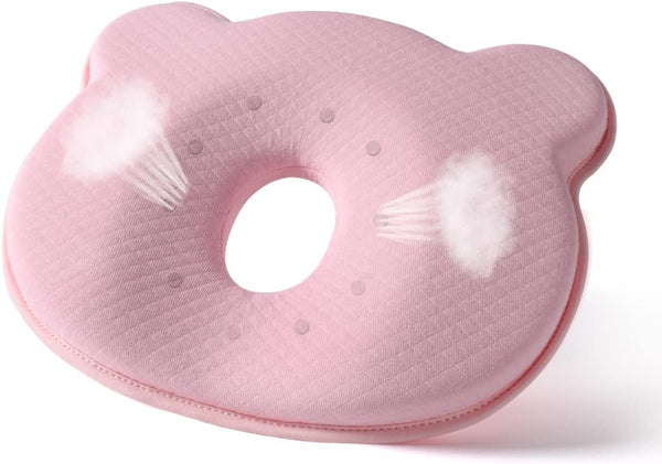 iranc Memory Foam Travel Pillow,Portable Cute Cartoon Bear Soft and Cozy Pillow (Pink)