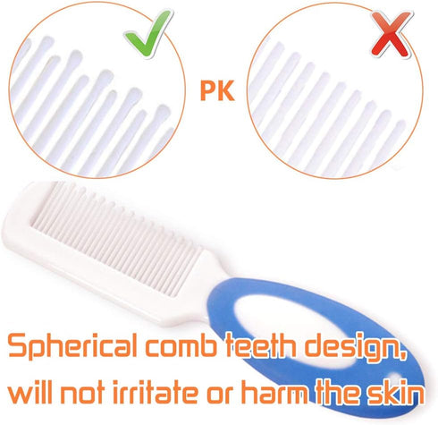 Baby Hair Brush and Comb Set for Newborns & Toddlers | Natural Soft Goat Bristles | Ideal for Cradle Cap (Blue)