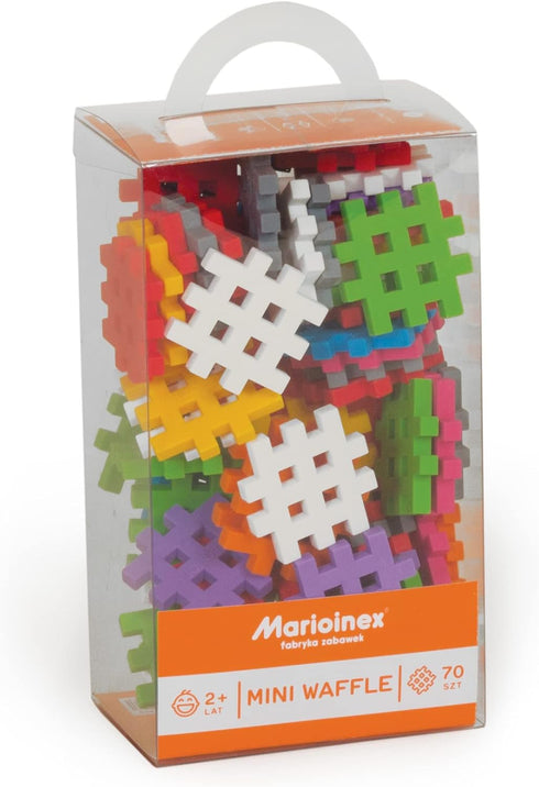 Mario-Inex Mini Waffle Block Construction Playset Toy for Kids - 70 Interlocking Rainbow Puzzle Pieces