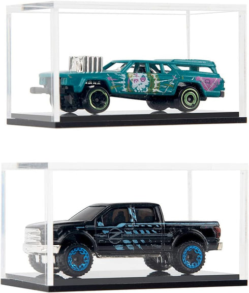 2 Pack Clear Acrylic Display Case for Hot Wheels and Matchbox 1/64 Scale Toy Model Cars, UV Protect Storage
