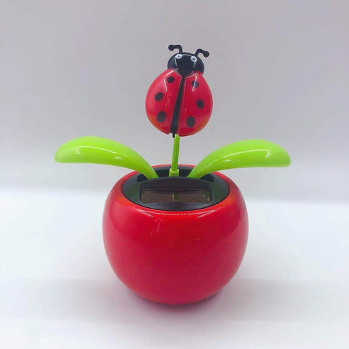 Red Solar Dancing Flower Car Dashboard Decorations, Funny Solar Powered Flower Pot Ornaments for Early Development.