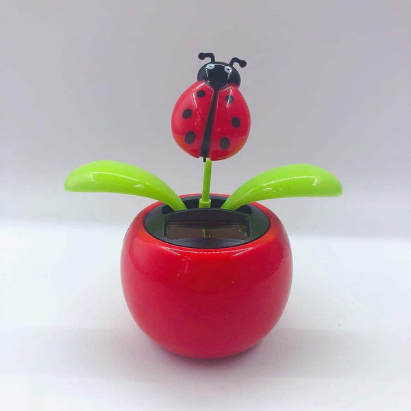 Red Solar Dancing Flower Car Dashboard Decorations, Funny Solar Powered Flower Pot Ornaments for Early Development.