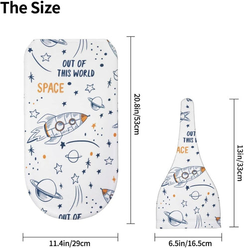 Space Baby Stuff Swaddle Blanket with Beanie Set, Soft Stretchy Cartoon Rocket Baby Receiving Blanket for Boy and Girl