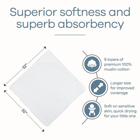 Set Comfy Cubs Baby Washcloths & White Hooded Towel - Perfect for Bath Time