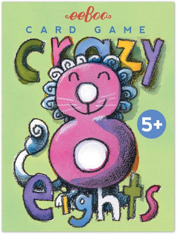eeBoo Crazy Eights Card Game - Easy Instructions Included, Durable Cards, Educational Fun for Ages 5+