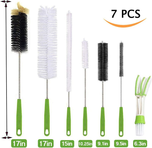 17 7 Pack Long Bottle Brush, in Bendable Cleaner Brushes for Cleaning Neck Beer Bottles, Wine, Baby Bottles, Water
