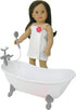 Set 18" Sophia's Classic White Clawfoot Bathtub with Handheld Shower Head and Faucet Furniture for Dolls, White/Silver