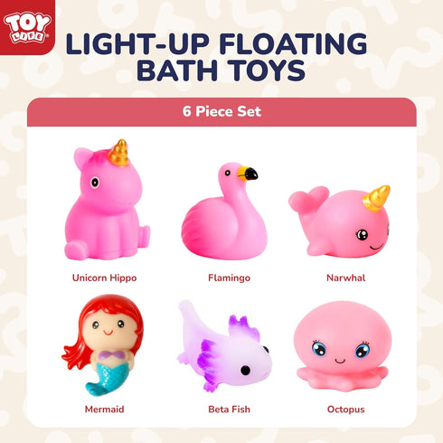 6 4-8, TOY Life PCS Mermaid Light Up Bath Toys for Kids Ages No Hole Glow Bath Toys for Kids, Baby Toddler Bath-Time