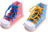 STOBOK 2pcs Wood Lacing Sneaker Tie-Up Shoe Threading Toy Montessori Educational Toys (Blue + Pink)