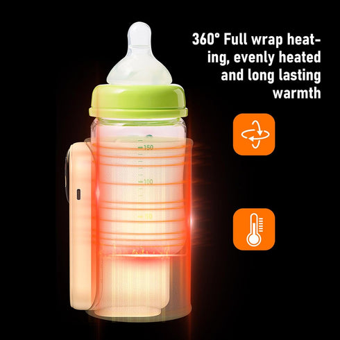 NOENNULL Portable Bottle Warmer for Travel, Fast Heating Milk Warmer with Night Light Memory Function LED Display, Milk