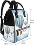 HCBPWVQA Backpack Daypacks Backpack Mommy Blue Hot Air Balloon Diaper Bag with Changing Pad and Pacifier Holder